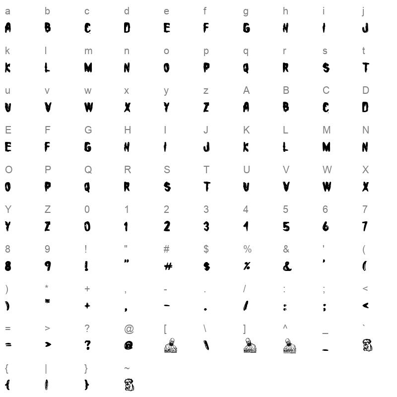 Little Dog of Hell Character Map