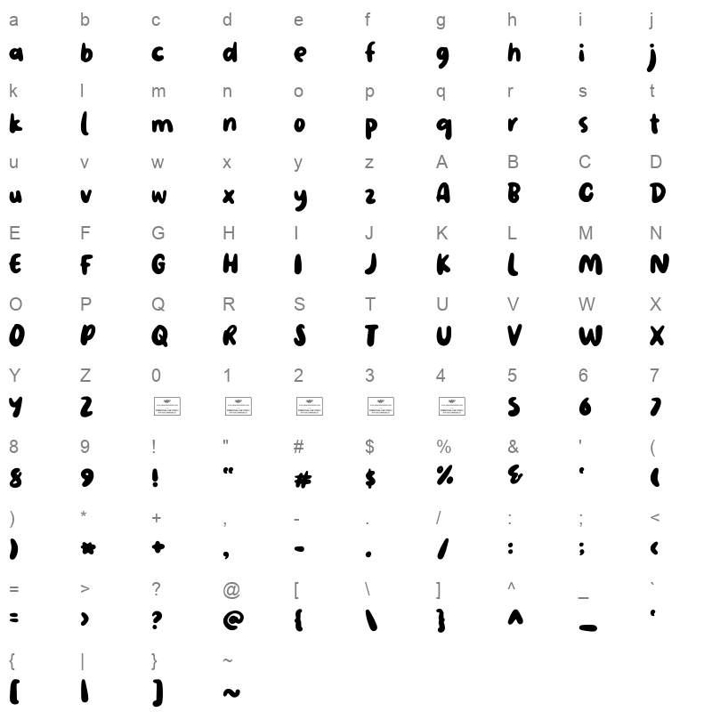 Lollypop Free Character Map