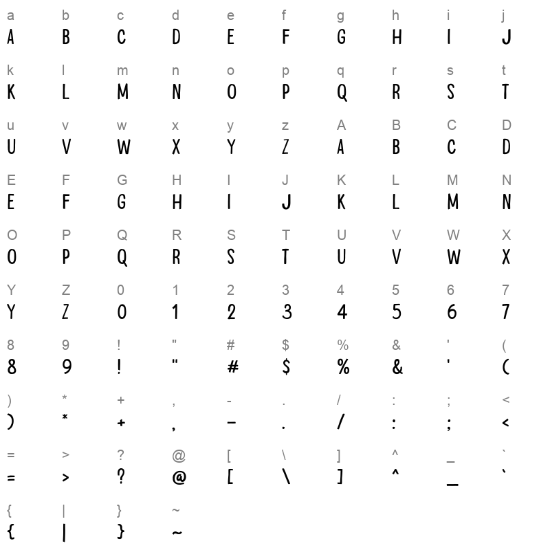 Long Today otf Character Map