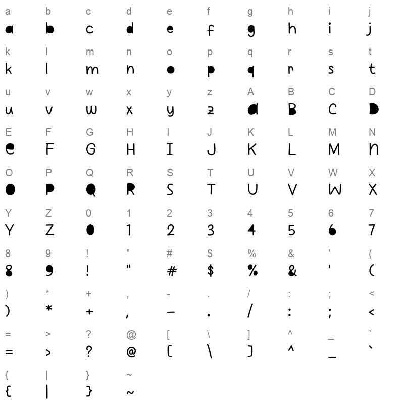 Lost Paper Character Map