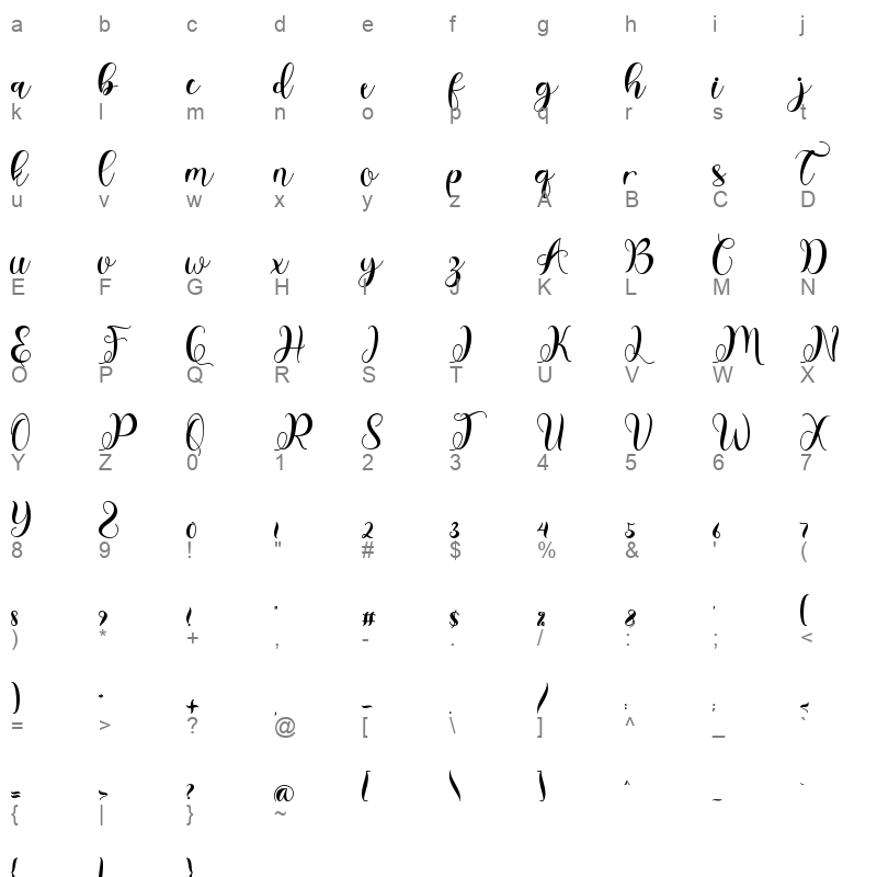 Lovely Style Ttf Character Map