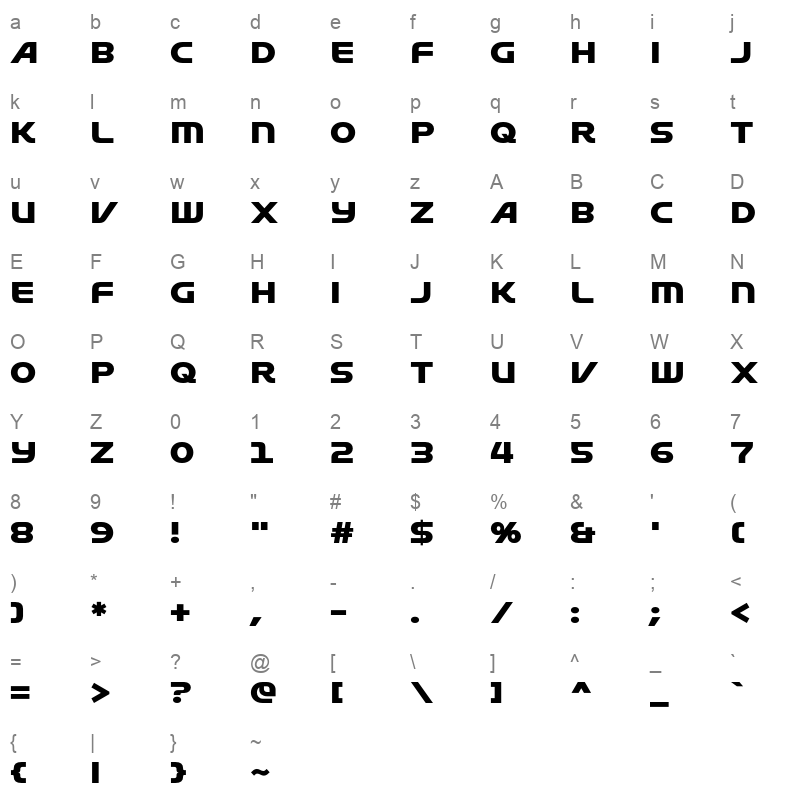 LT Aspirer Neue ExtraBold Character Map