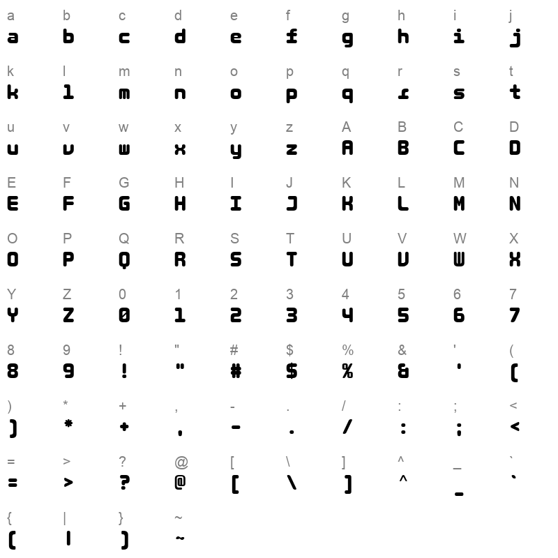 LT Binary Neue Round Black Character Map