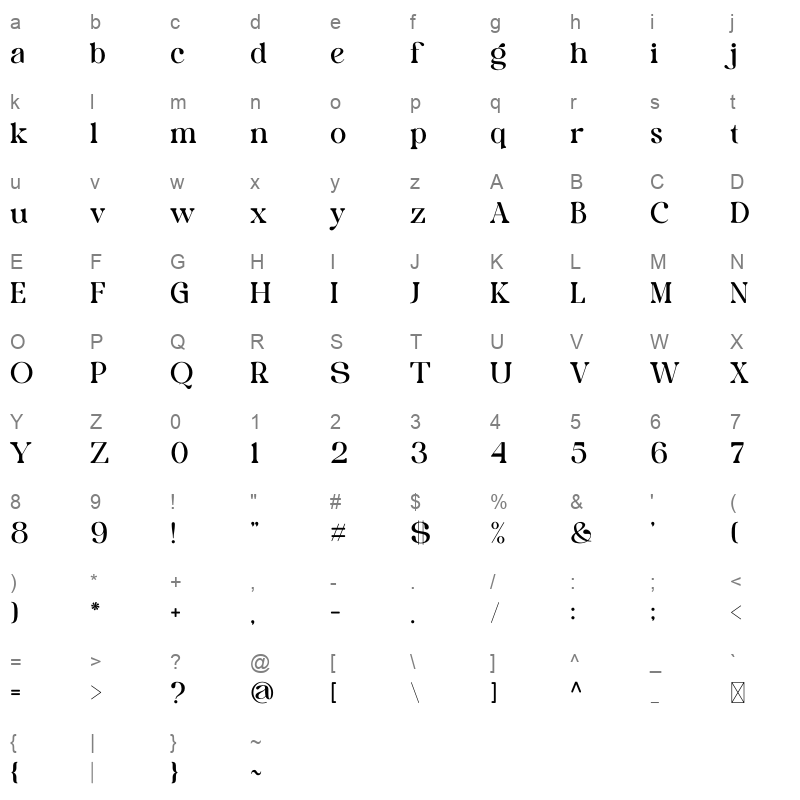 LUMINA OTF Character Map