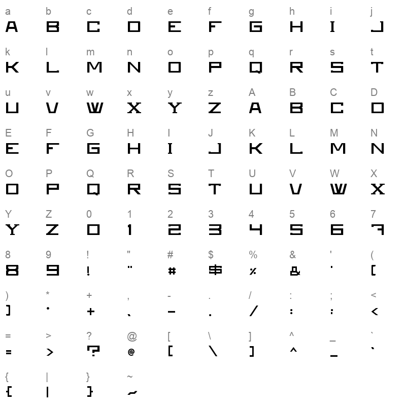 Lupisleg Character Map