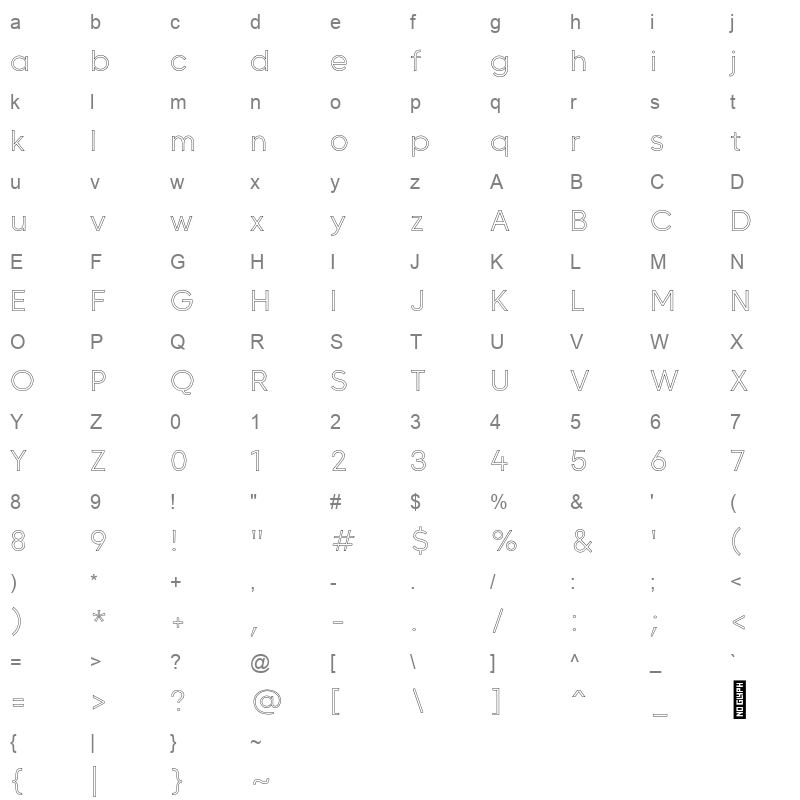 MADE CARVING OutlineExtraLight Character Map
