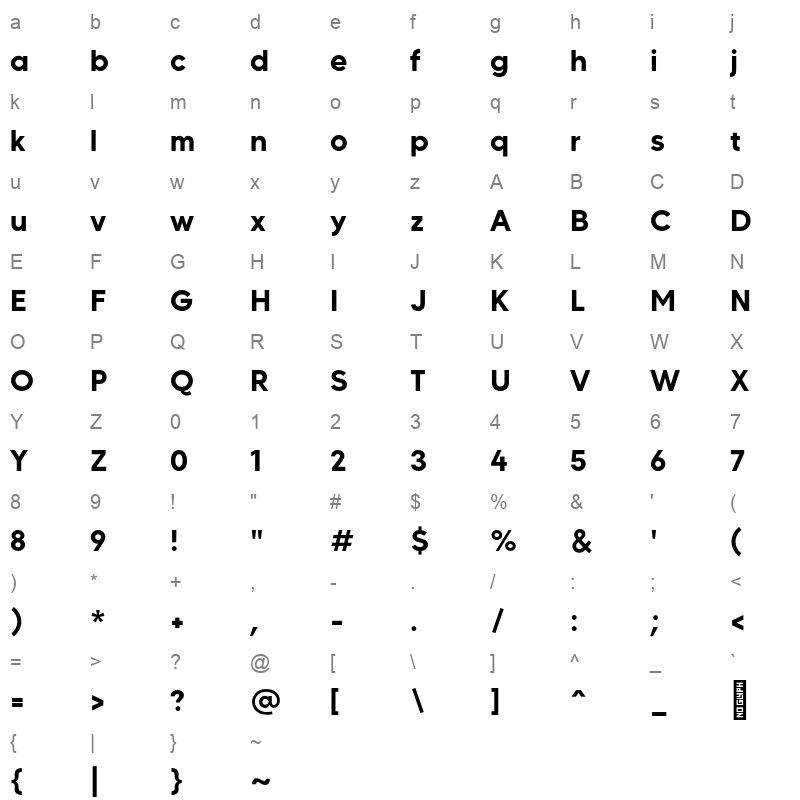 MADECARVING Bold Character Map