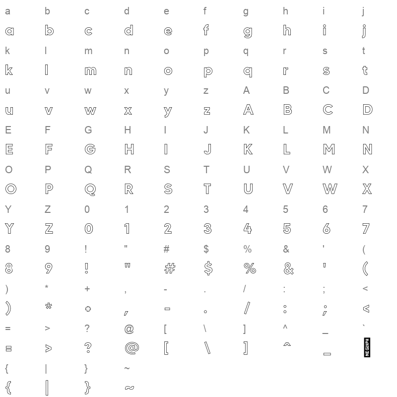 MADECARVING Outline Bold Character Map