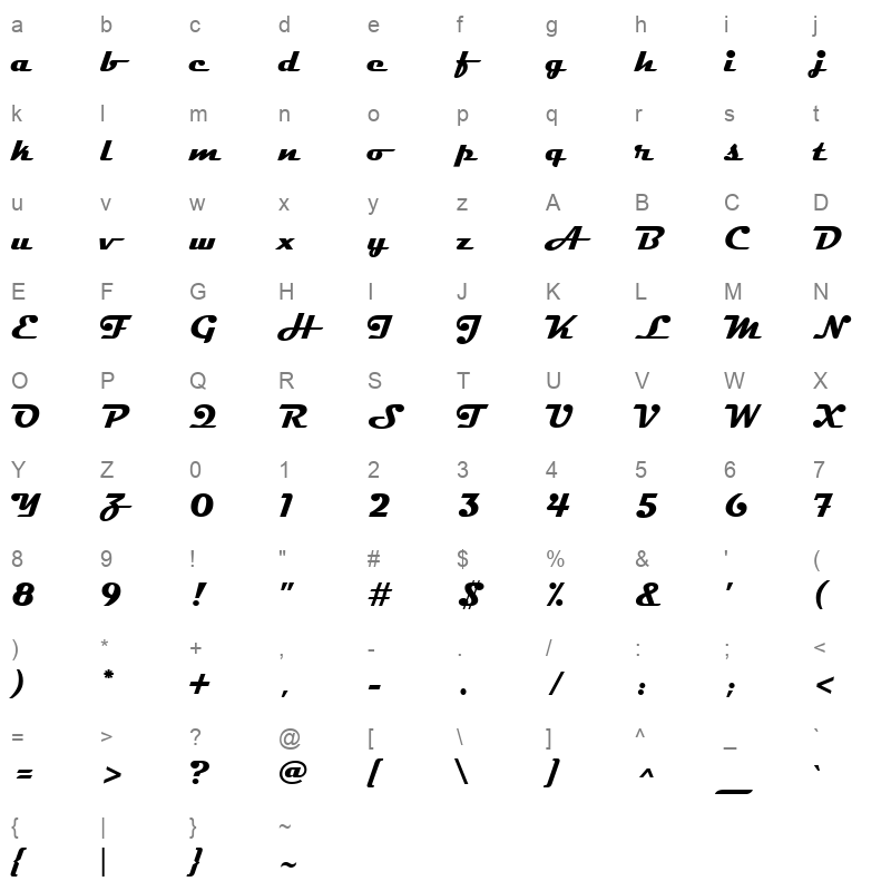 Magneto Bold Character Map