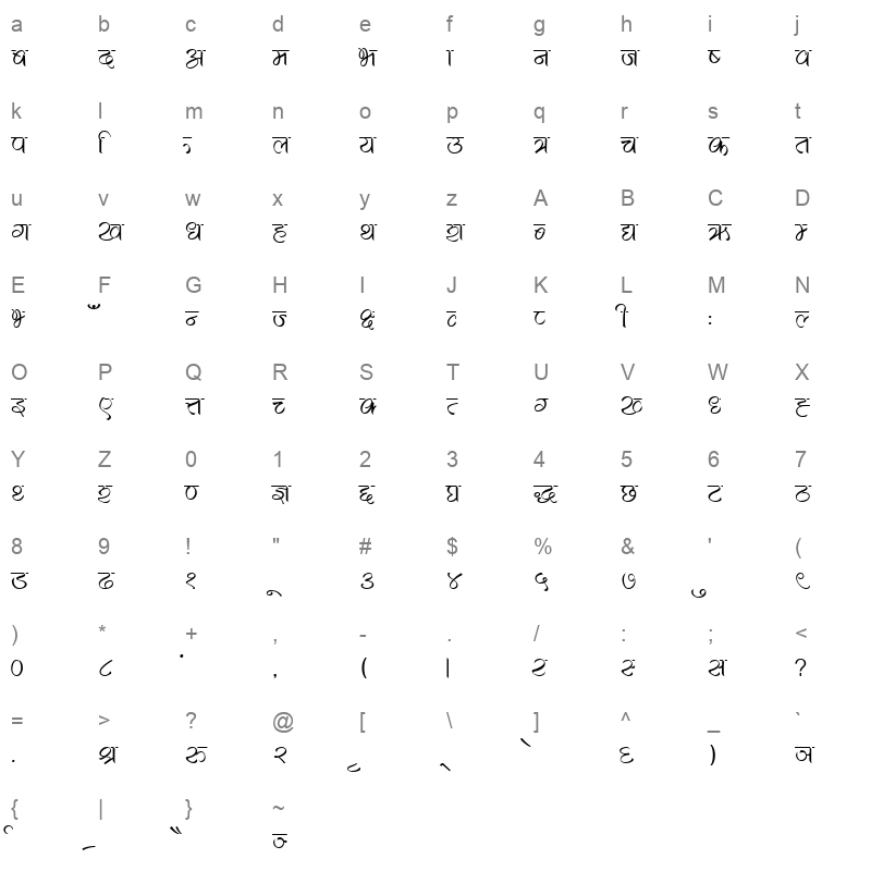 Maiya Regular Character Map