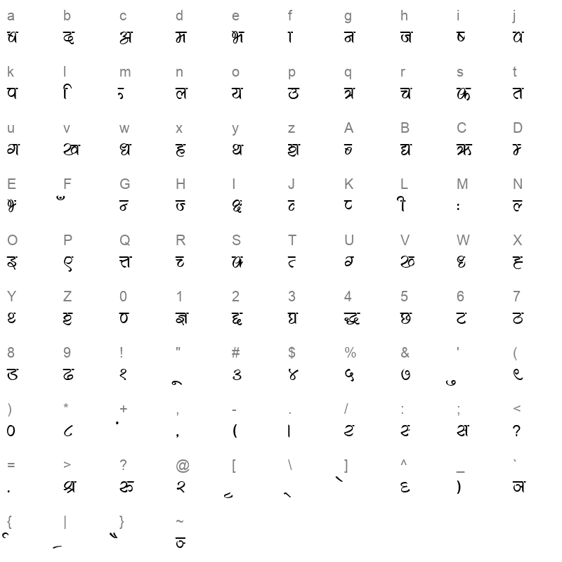 MaiyaBold Regular Character Map