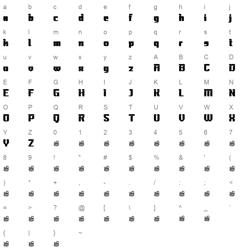 Masteng Character Map