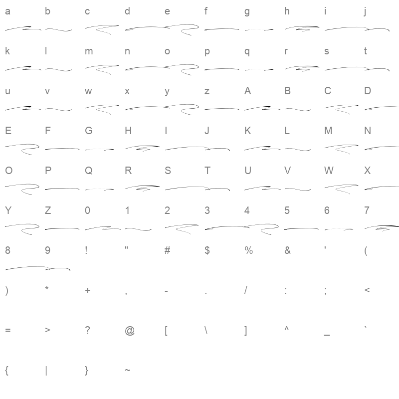 Mathilda Signature Swash Character Map
