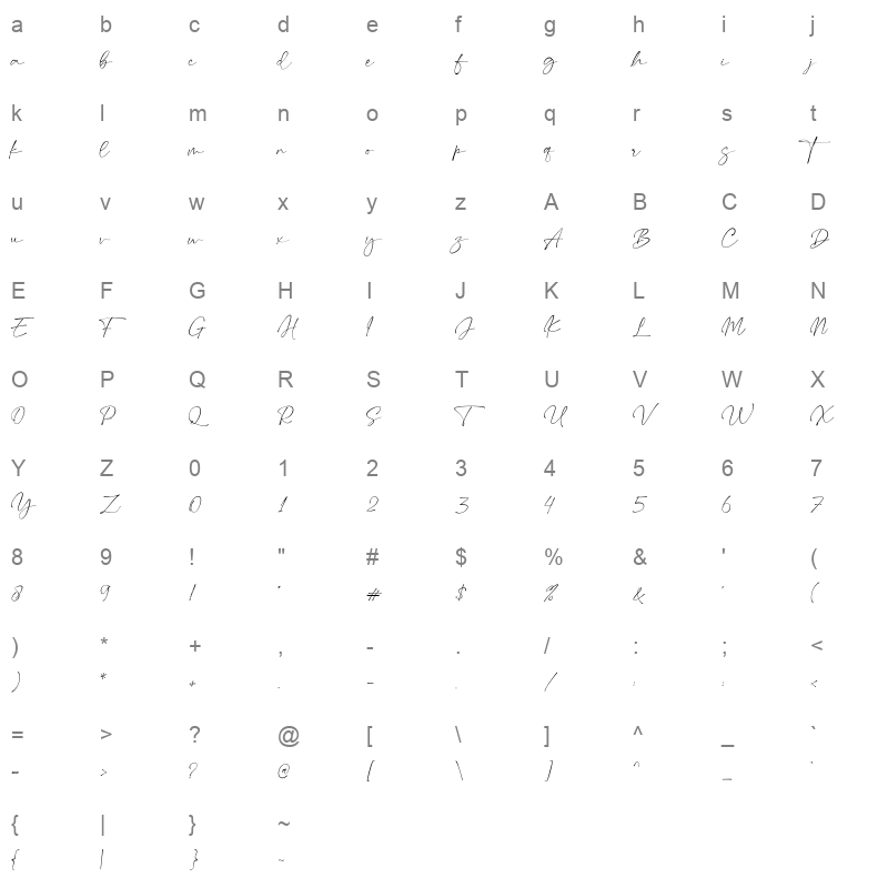 Mathilda Signature Character Map