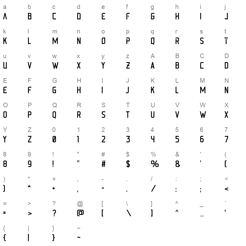 MATRICODE Character Map