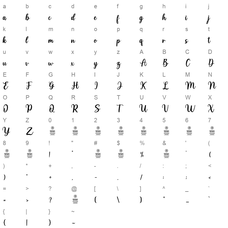 Matteny Angels Character Map