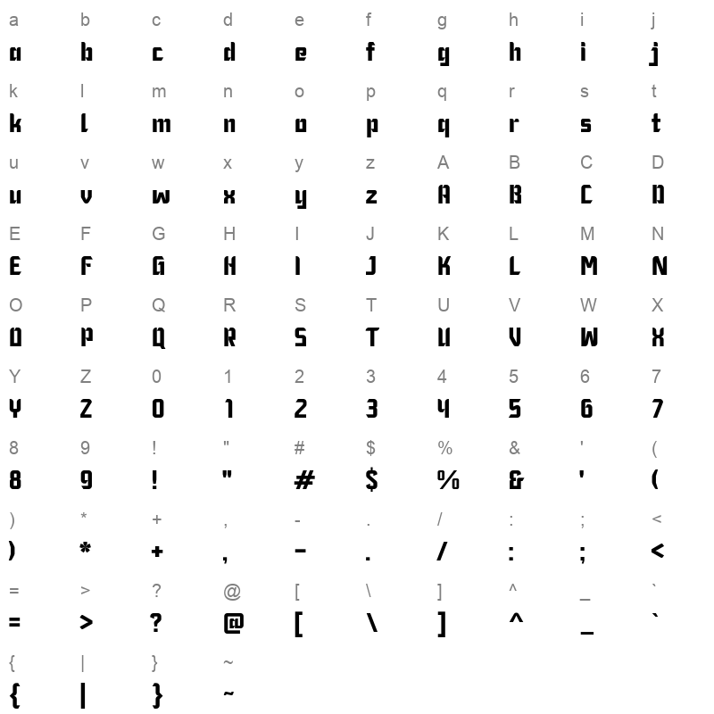 Mawoot Character Map
