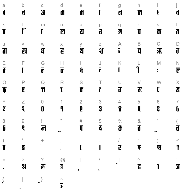 MayaBlock Regular Character Map
