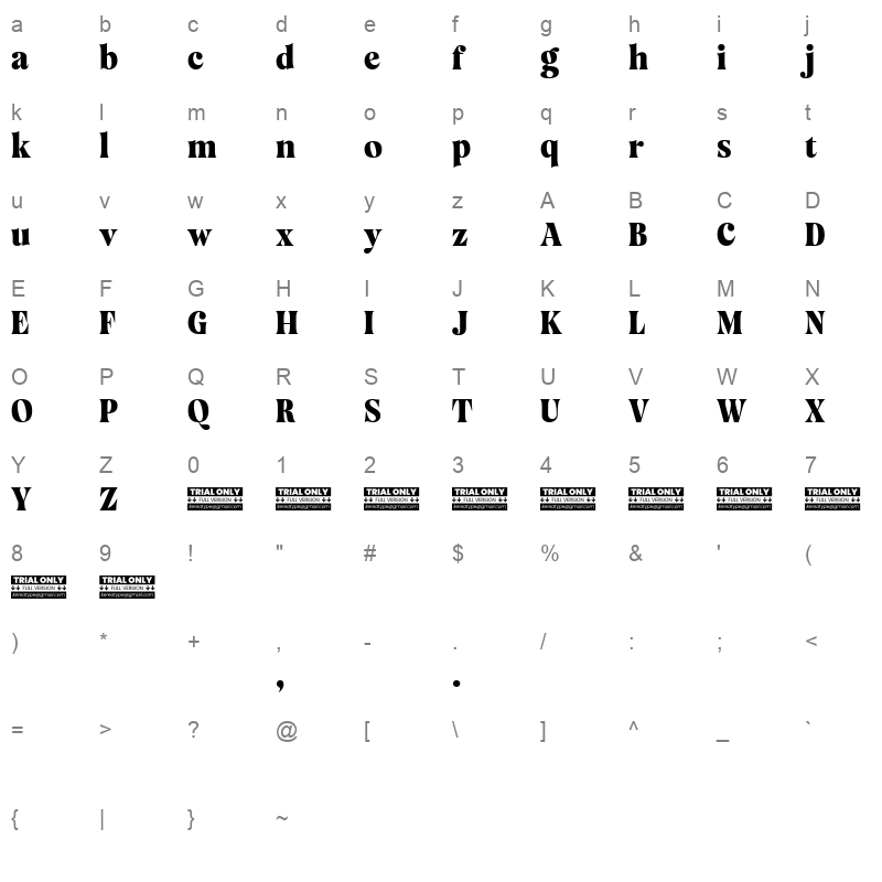 Mazaeni SemiBold Character Map