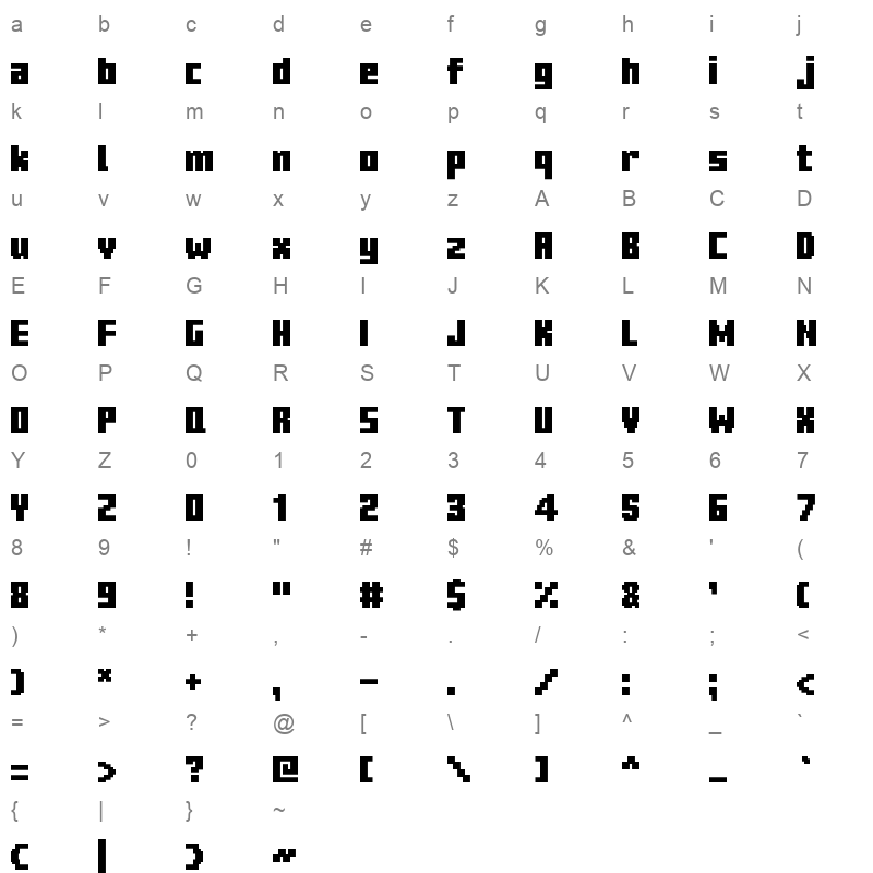 mc ten lowercase alt Character Map