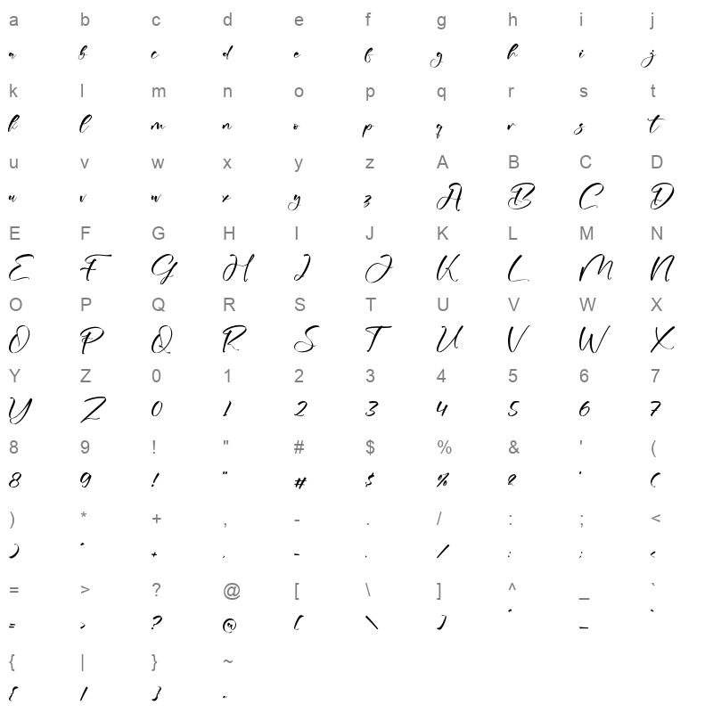 Mecknight Character Map