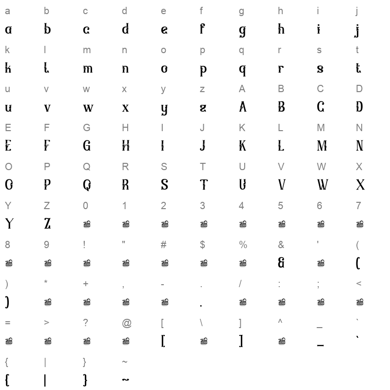 MENIER otf Character Map