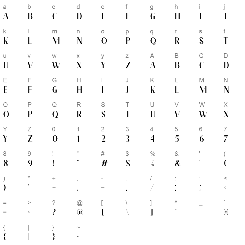Meqalin Character Map