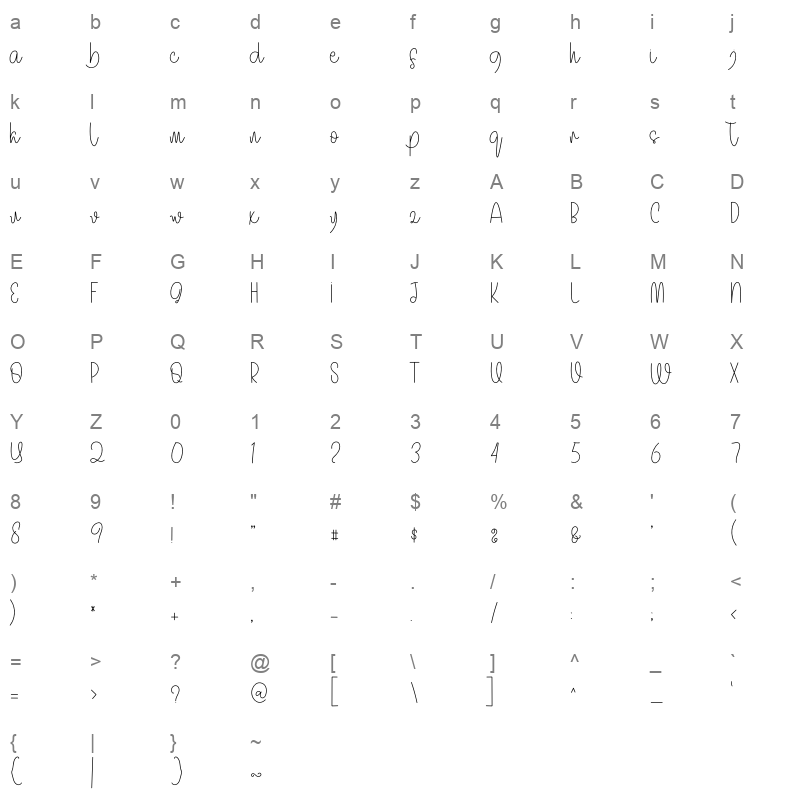 Merry Christmas otf Character Map