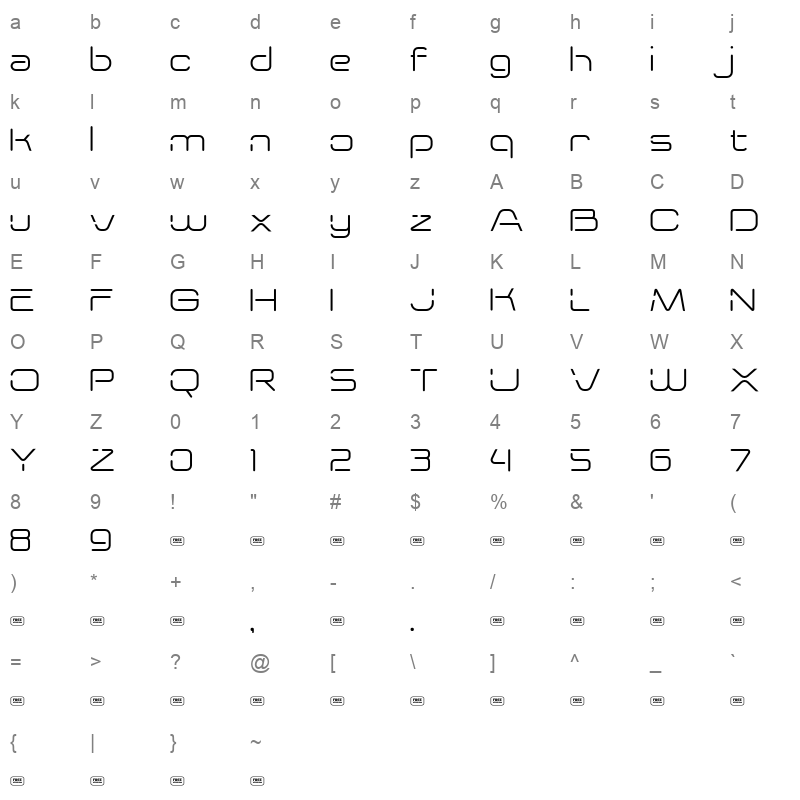 METHANERSE WOFF2 Character Map