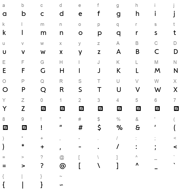 ModeskaTrial Regular Character Map