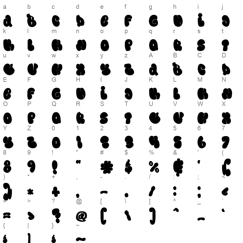 Monk Bones Character Map
