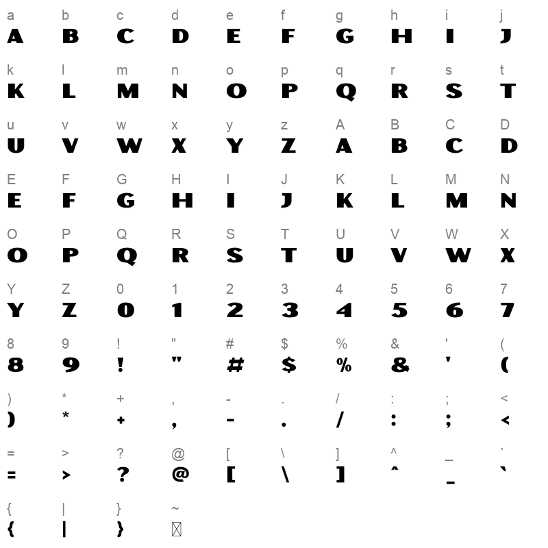 More big Sans Character Map