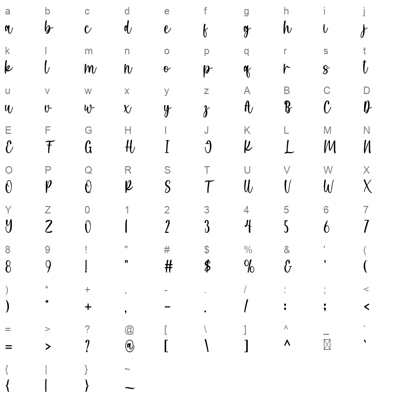 MorningGlory Character Map
