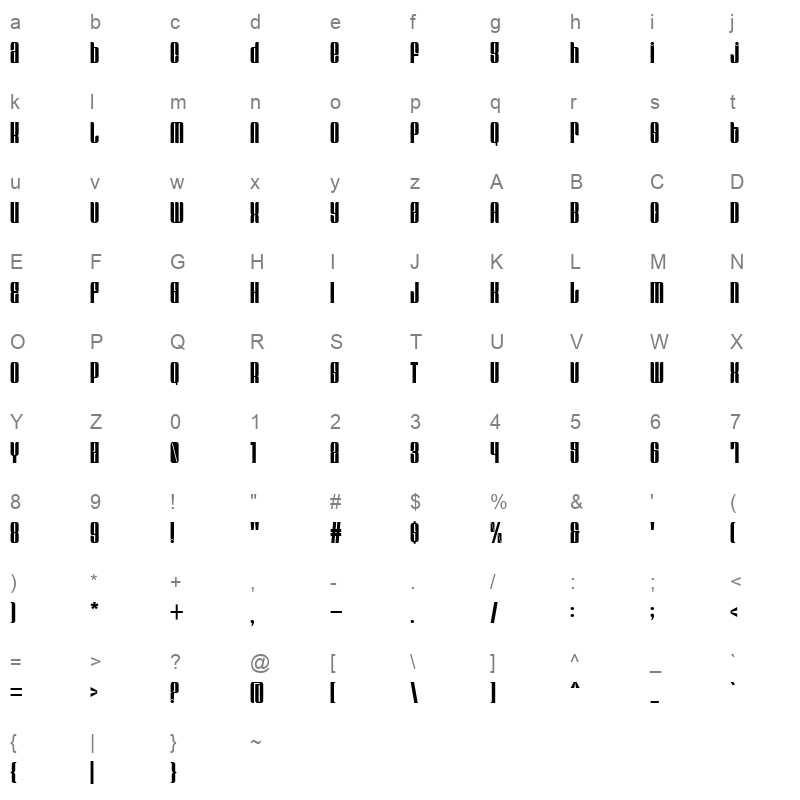 Motte Font Character Map