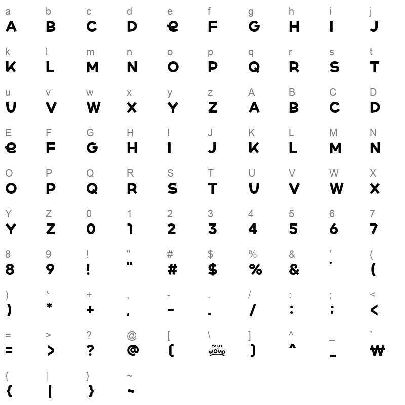 MoveSans Bold Character Map