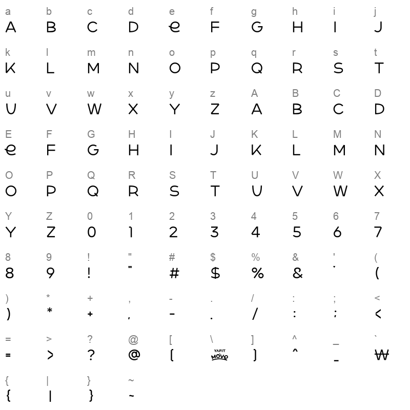 MoveSans Light Character Map