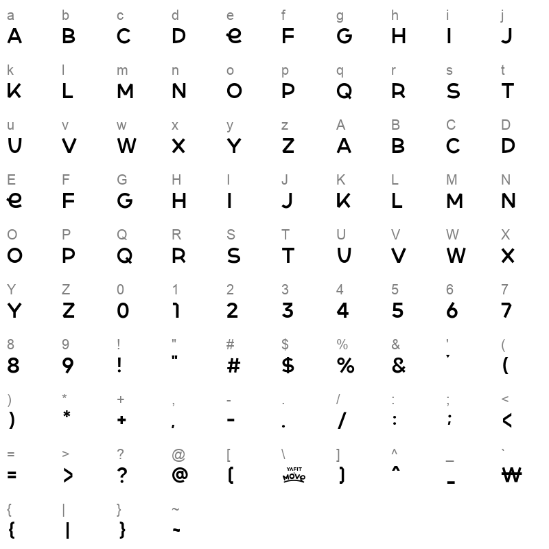 MoveSans Medium Character Map
