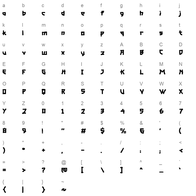MUSASHI Character Map