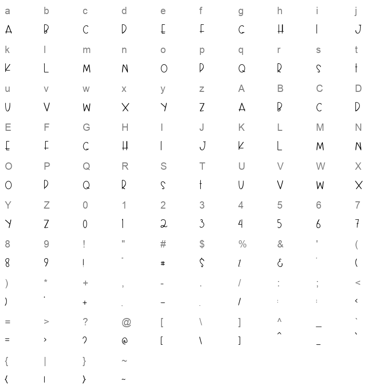 My Darling Character Map