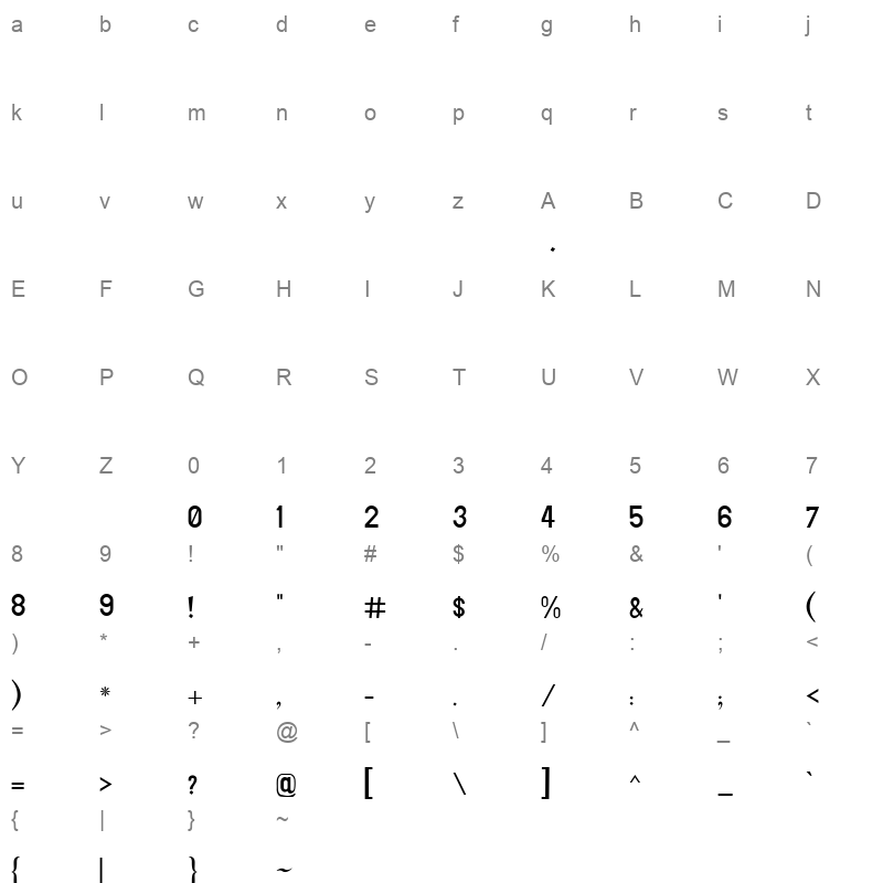 Nafees Riqa v1.0 Character Map