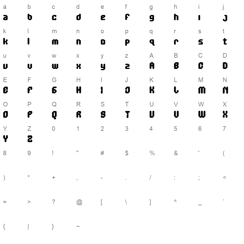 Nano Pix Regular Character Map