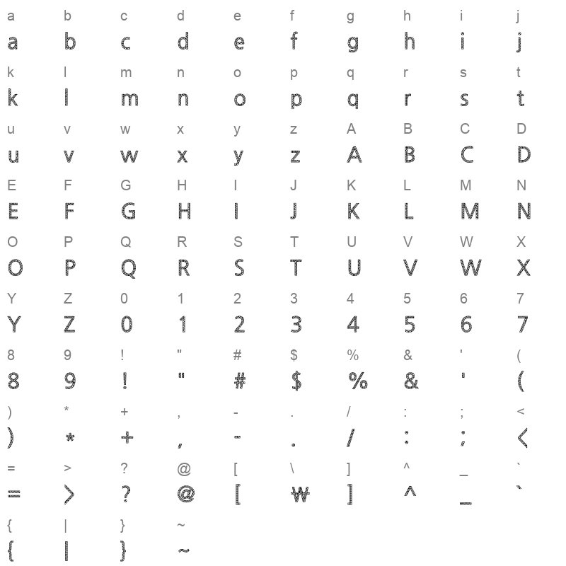 NanumGothicEcoBold Character Map