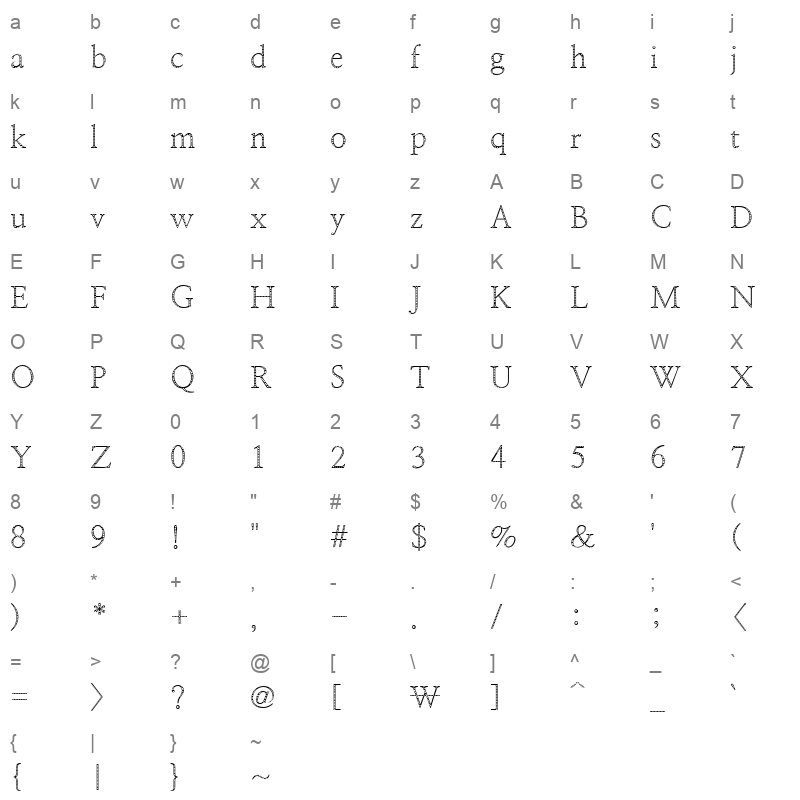 NanumMyeongjoEco Character Map