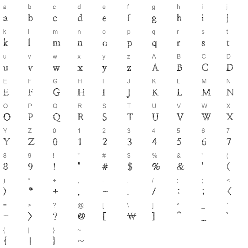 NanumMyeongjoEcoExtraBold Character Map