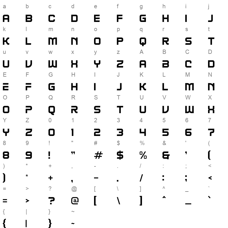 NEO CYBERN Character Map