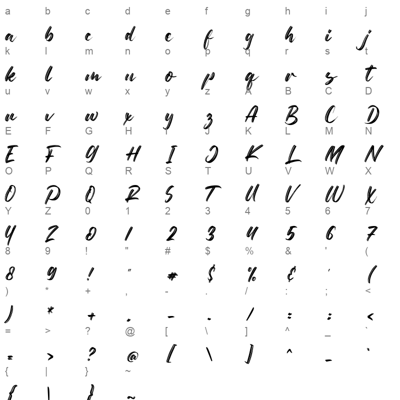 Netto Brushes Character Map