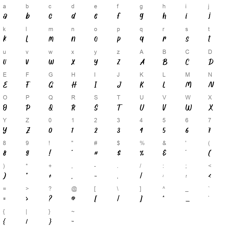 Night Pumpkind TTF Character Map