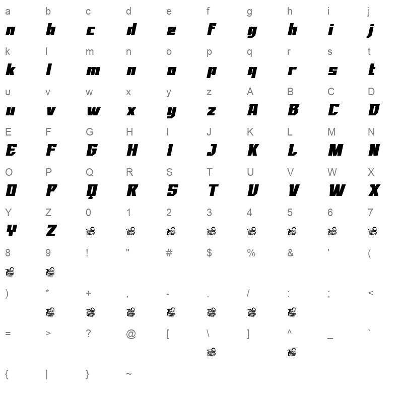 NOKRIOS GashSlant Character Map