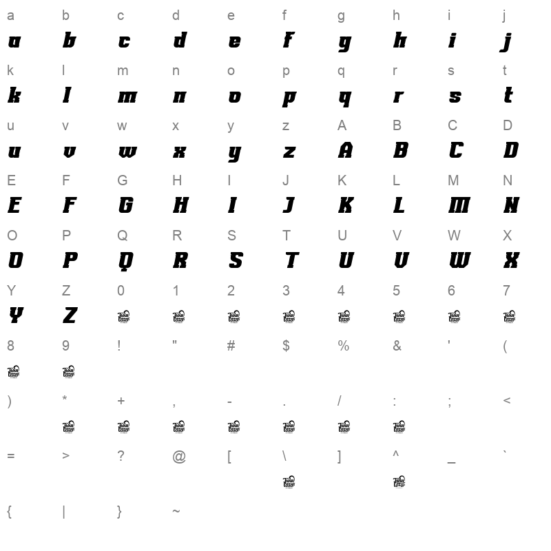 NOKRIOS RegularSlant Character Map