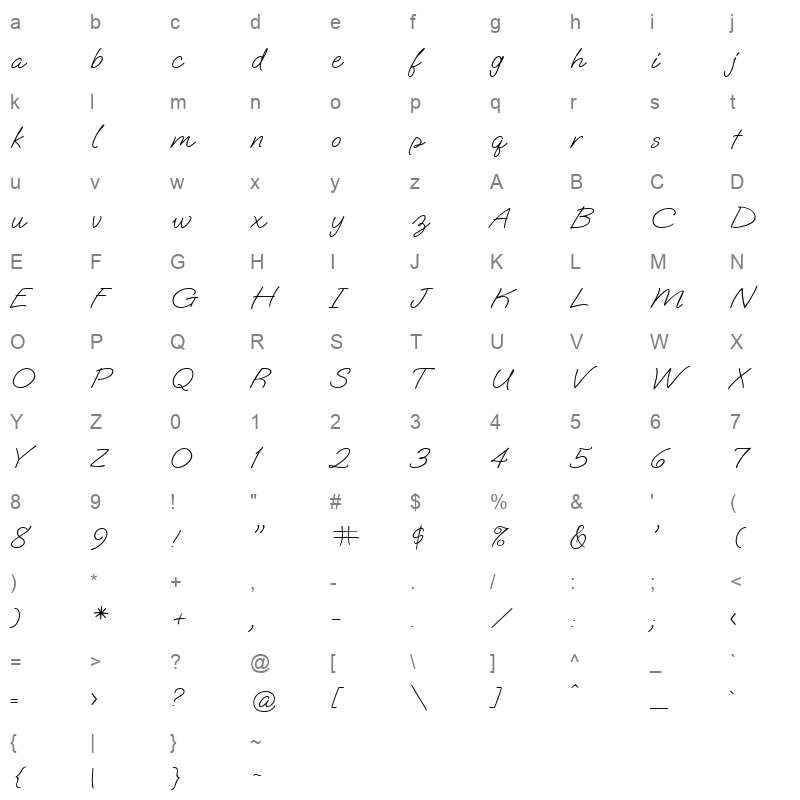 OoohBaby Regular Character Map
